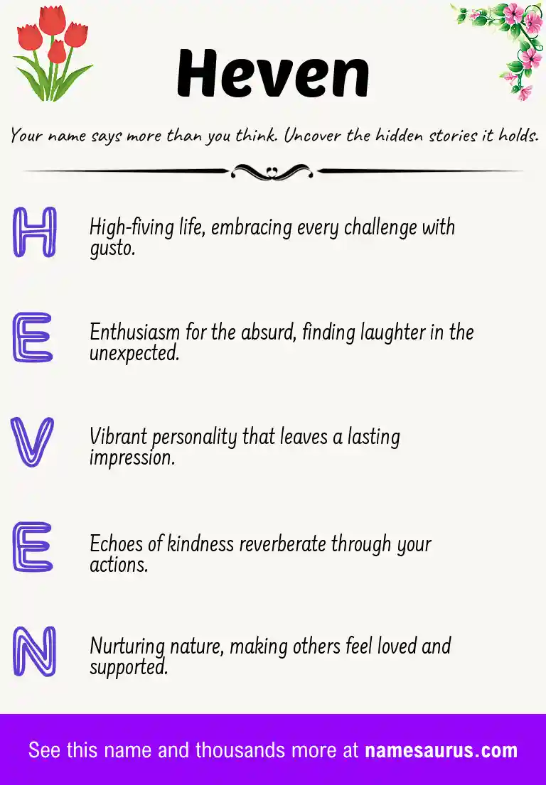 Acrostic poem about Heven.