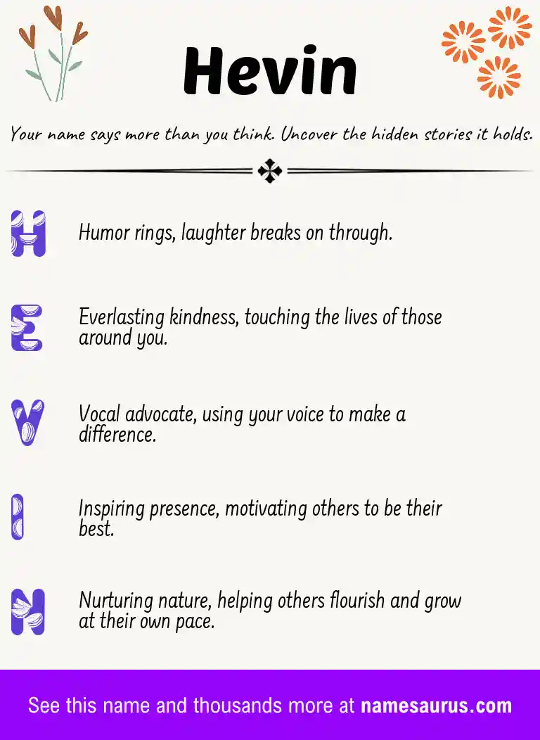 Acrostic poem about Hevin.