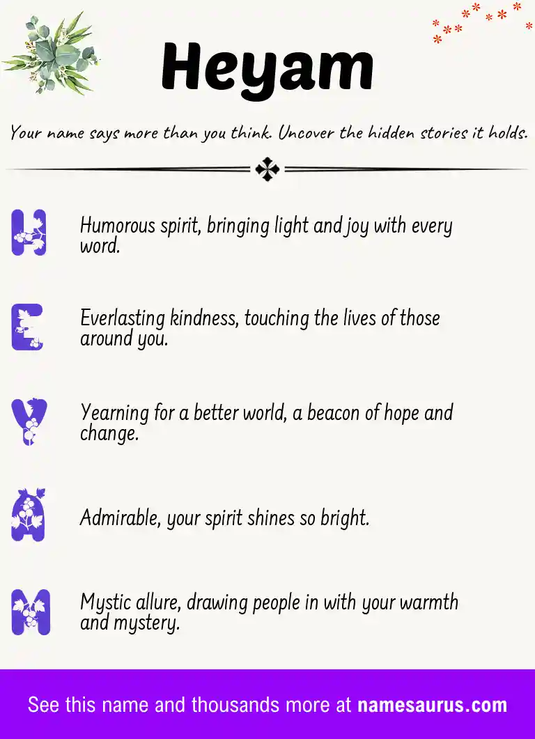 Acrostic poem about Heyam.