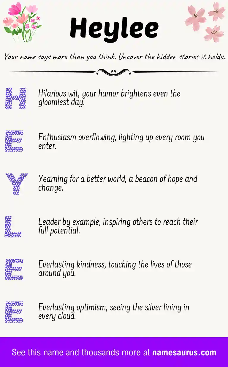 Acrostic poem about Heylee.