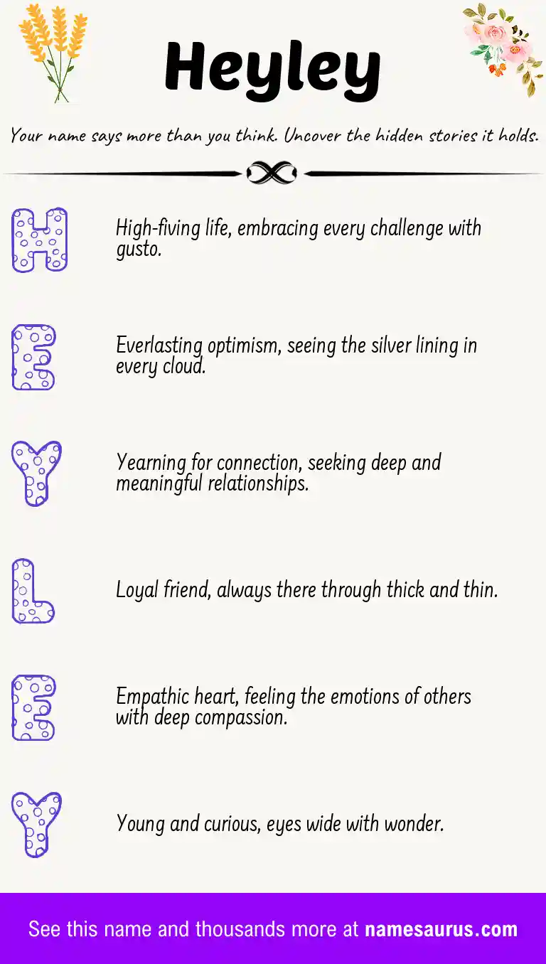 Acrostic poem about Heyley.