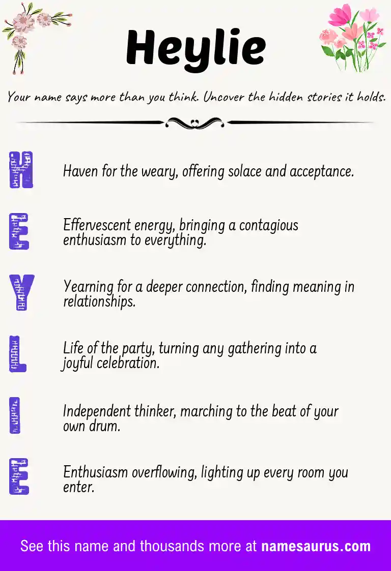 Acrostic poem about Heylie.