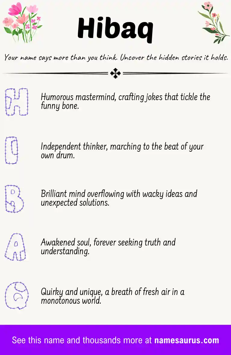 Acrostic poem about Hibaq.