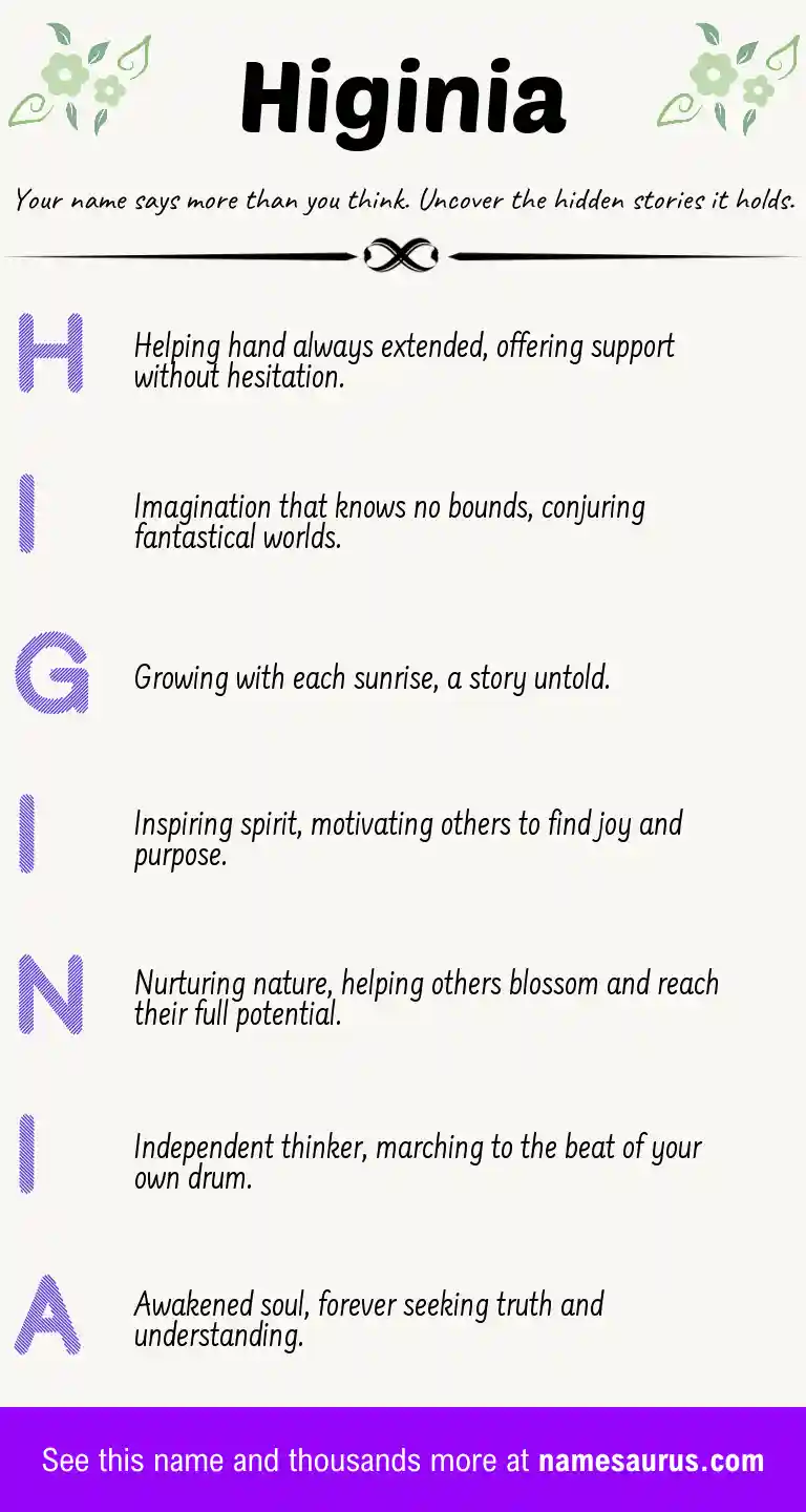 Acrostic poem about Higinia.