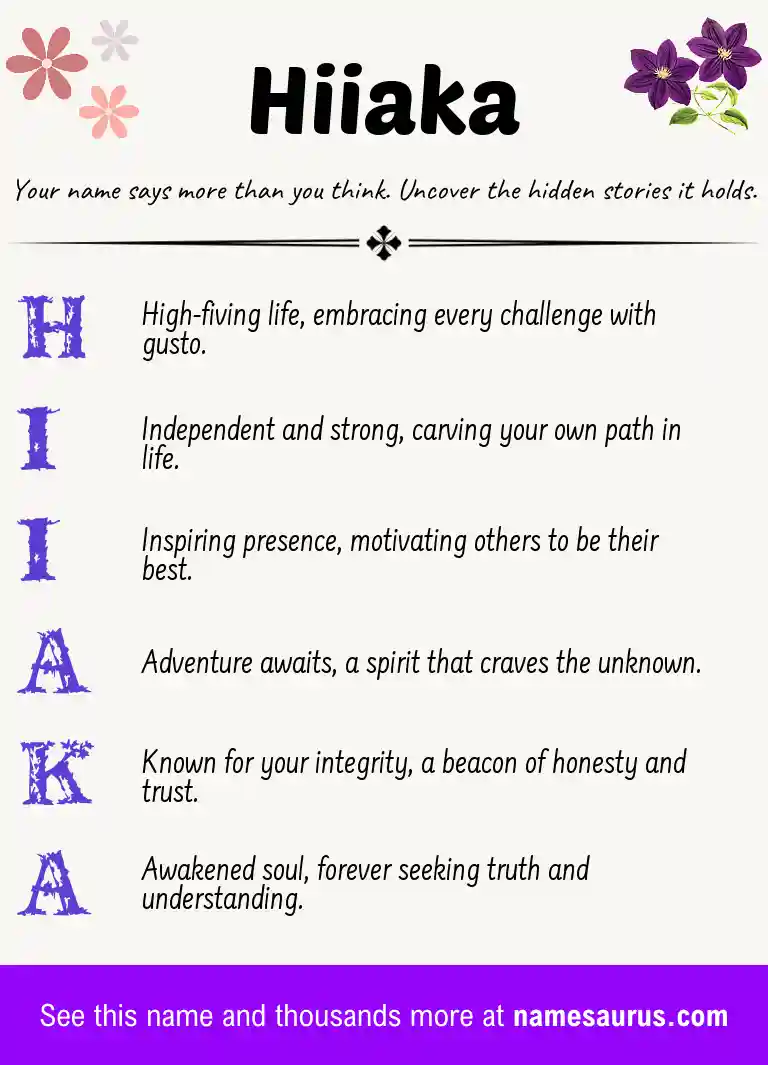 Acrostic poem about Hiiaka.