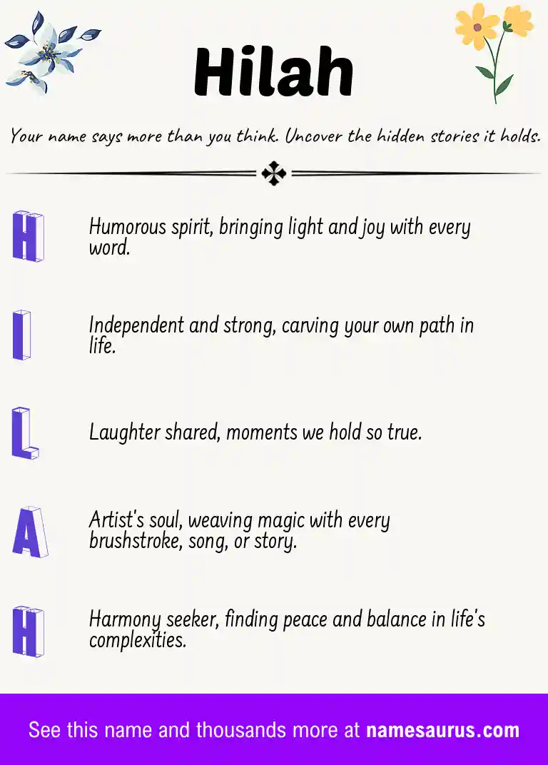 Acrostic poem about Hilah.