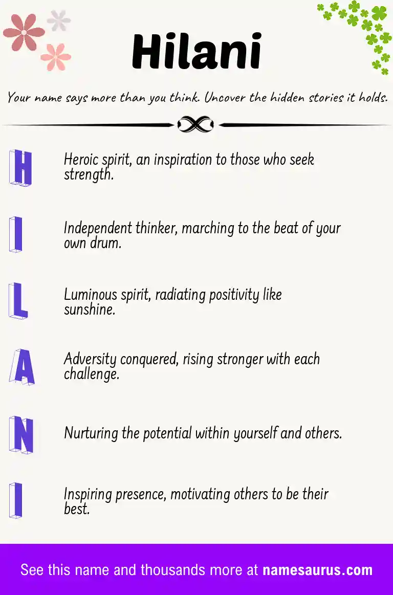 Acrostic poem about Hilani.