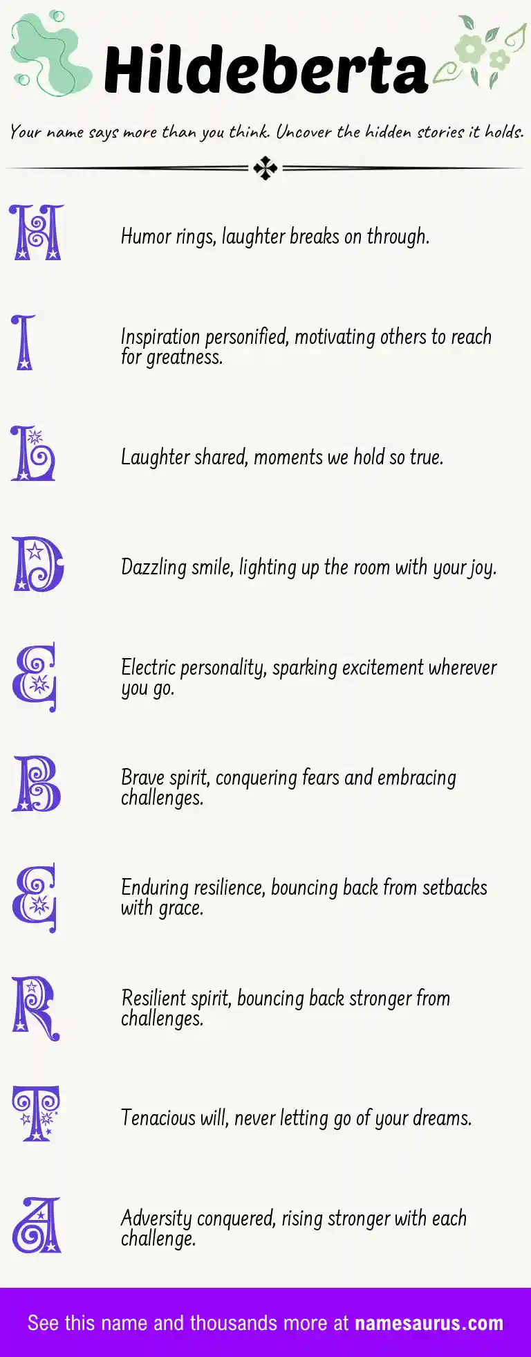Acrostic poem about Hildeberta.