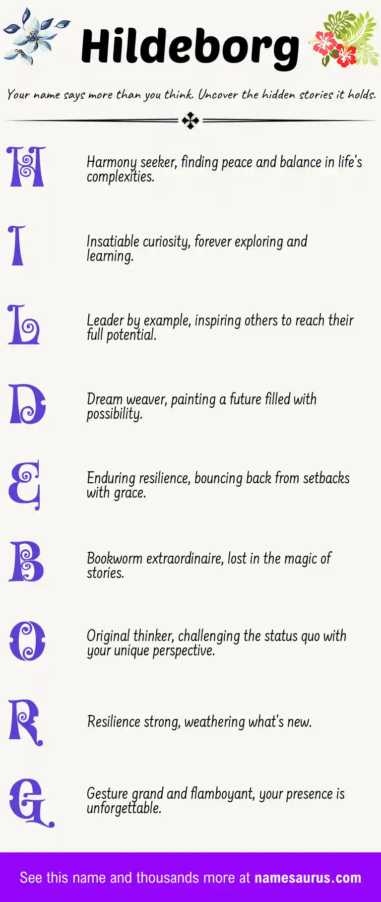 Acrostic poem about Hildeborg.