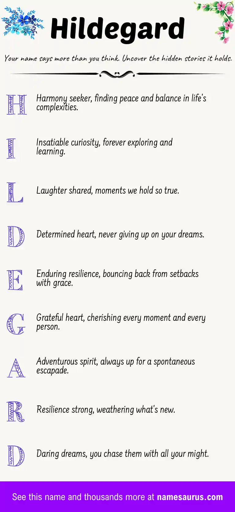 Acrostic poem about Hildegard.