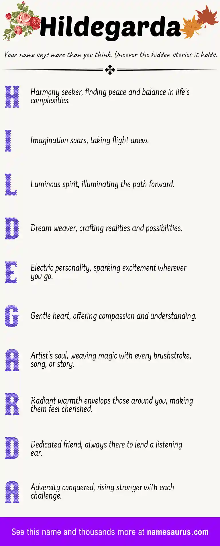 Acrostic poem about Hildegarda.