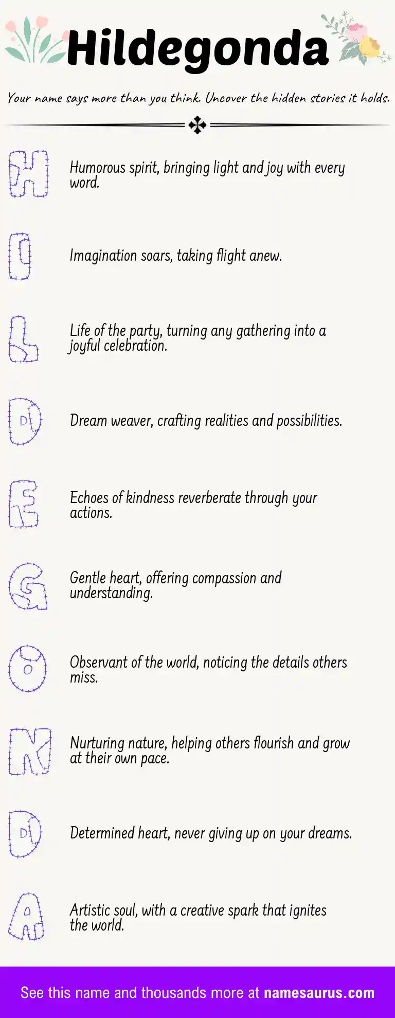 Acrostic poem about Hildegonda.