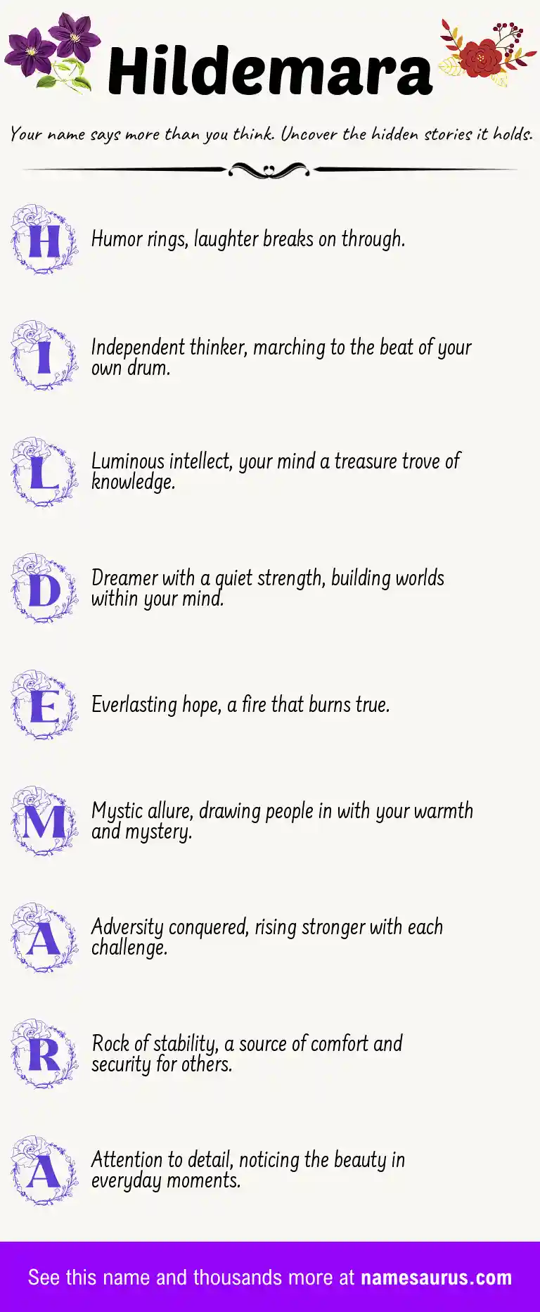 Acrostic poem about Hildemara.