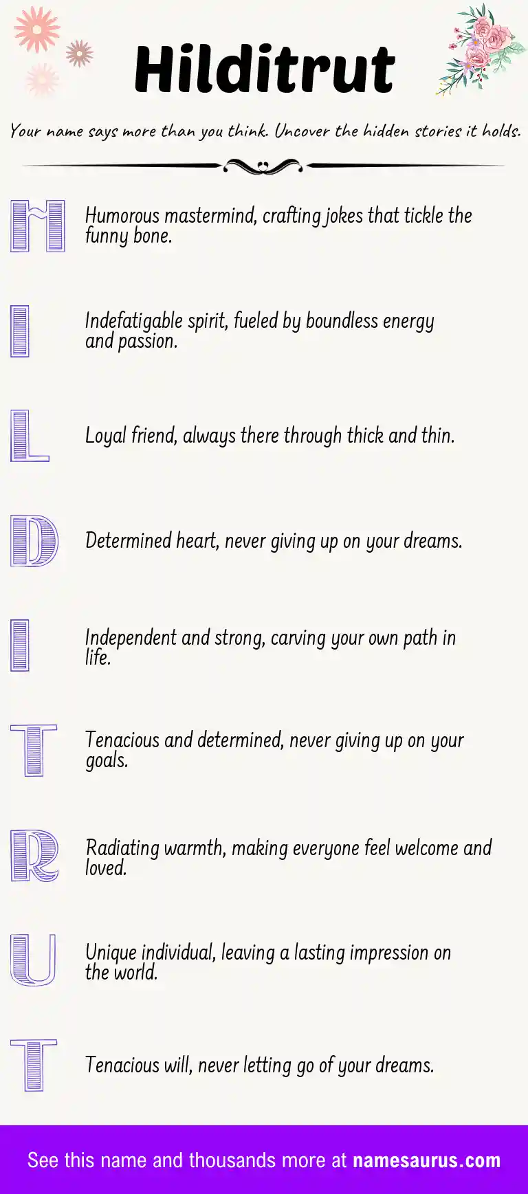 Acrostic poem about Hilditrut.