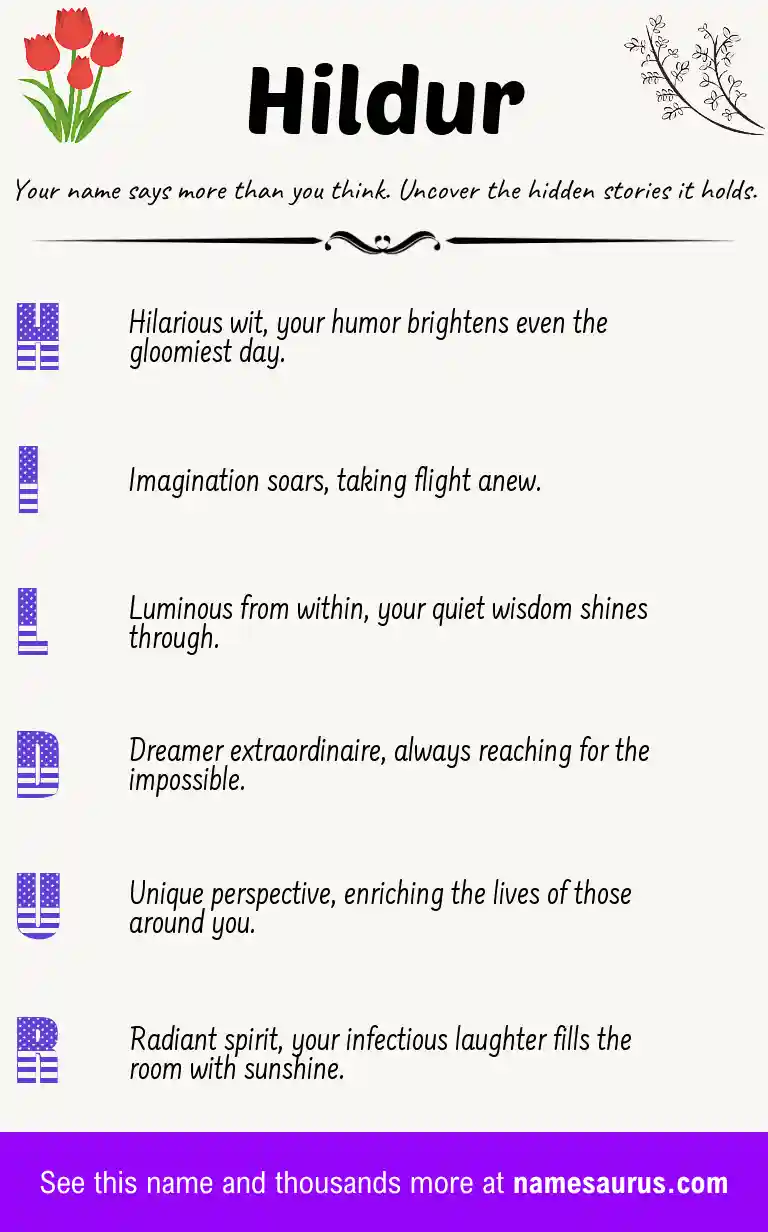 Acrostic poem about Hildur.