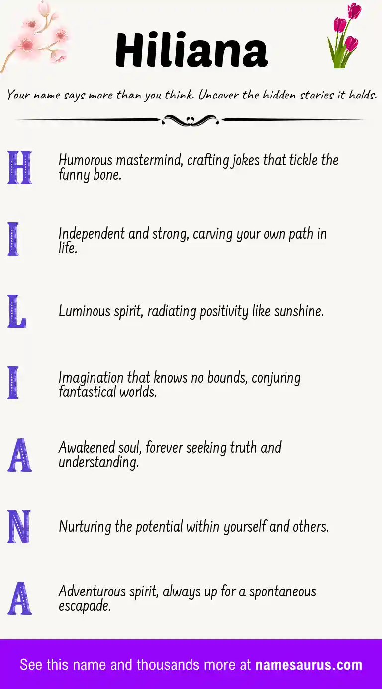 Acrostic poem about Hiliana.