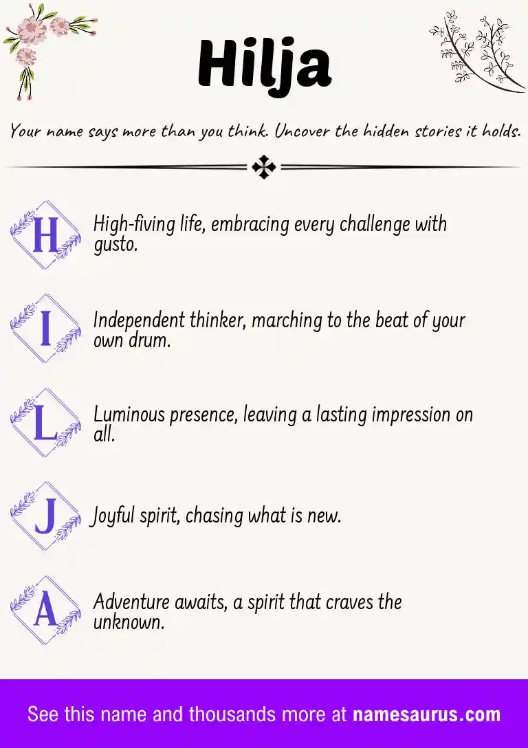 Acrostic poem about Hilja.