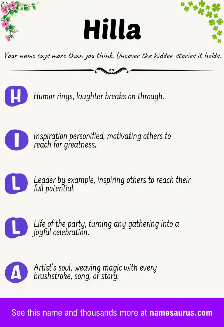 Acrostic poem about Hilla.