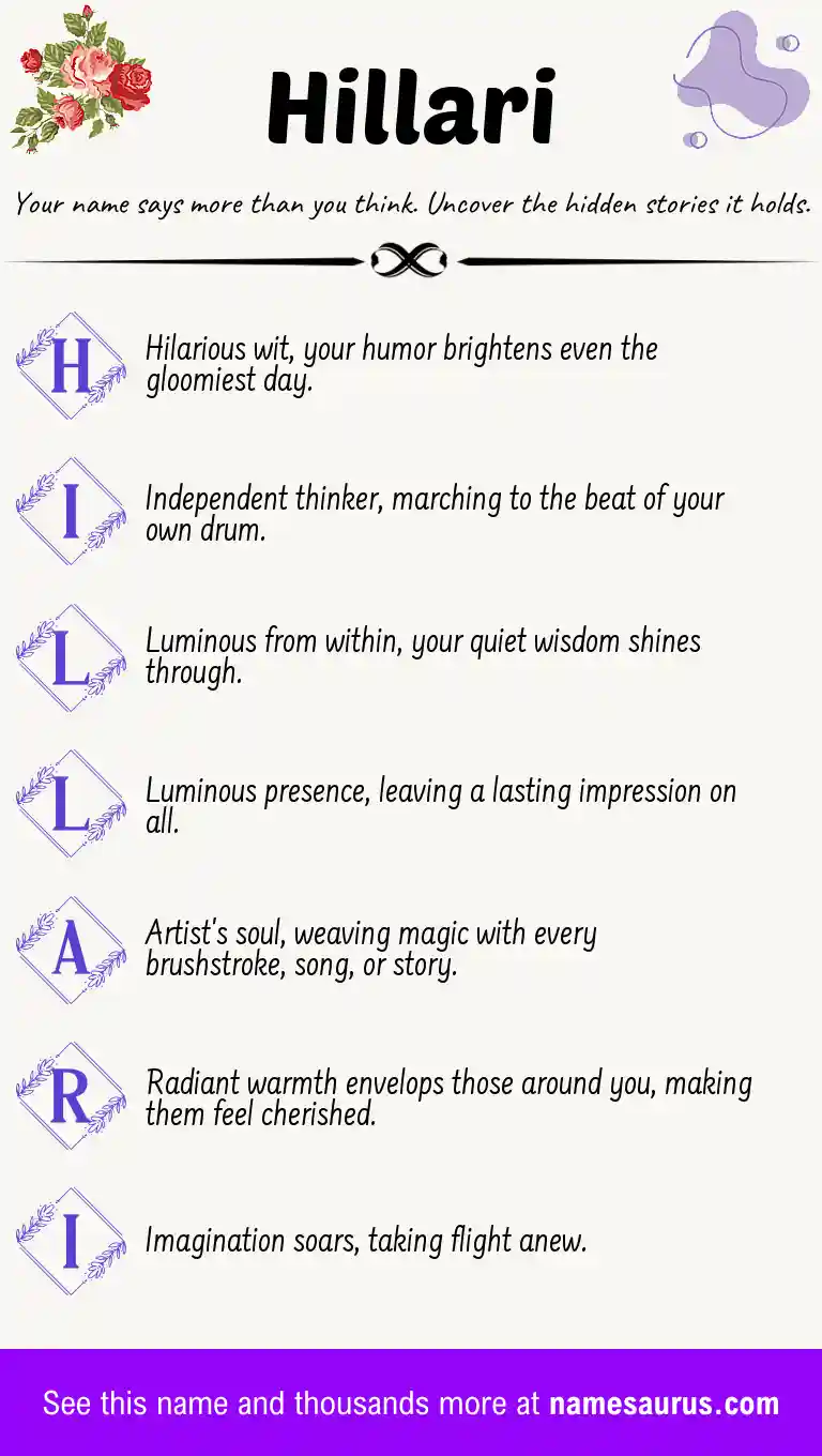 Acrostic poem about Hillari.