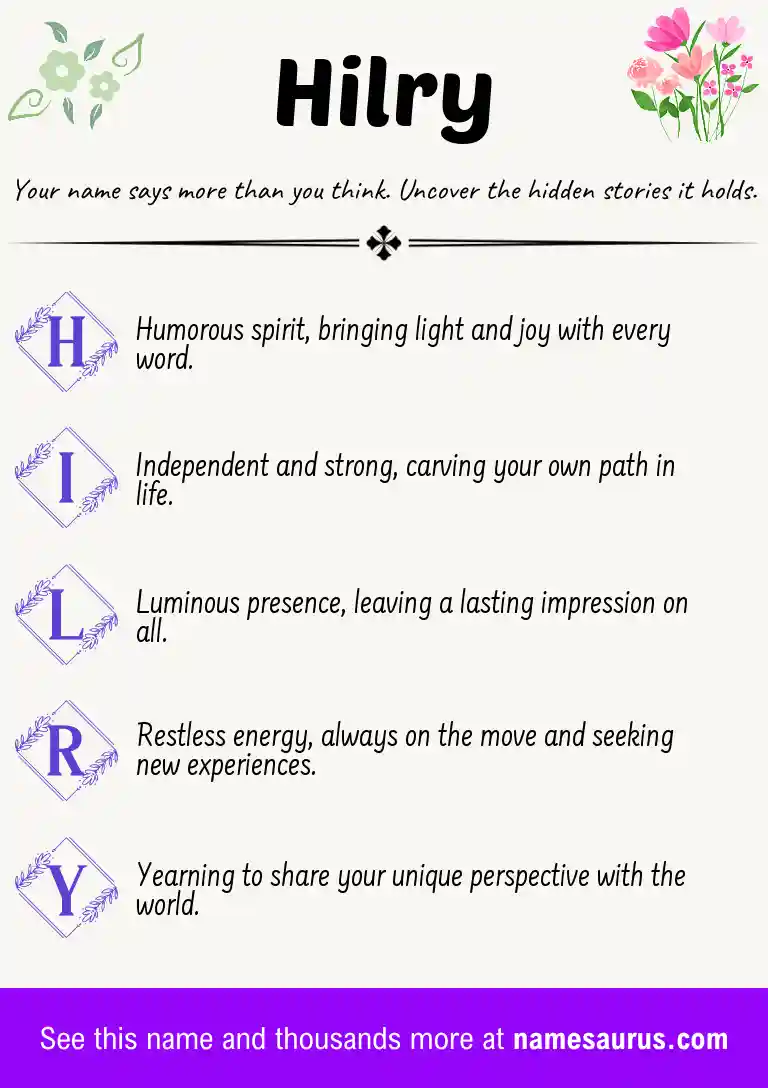 Acrostic poem about Hilry.