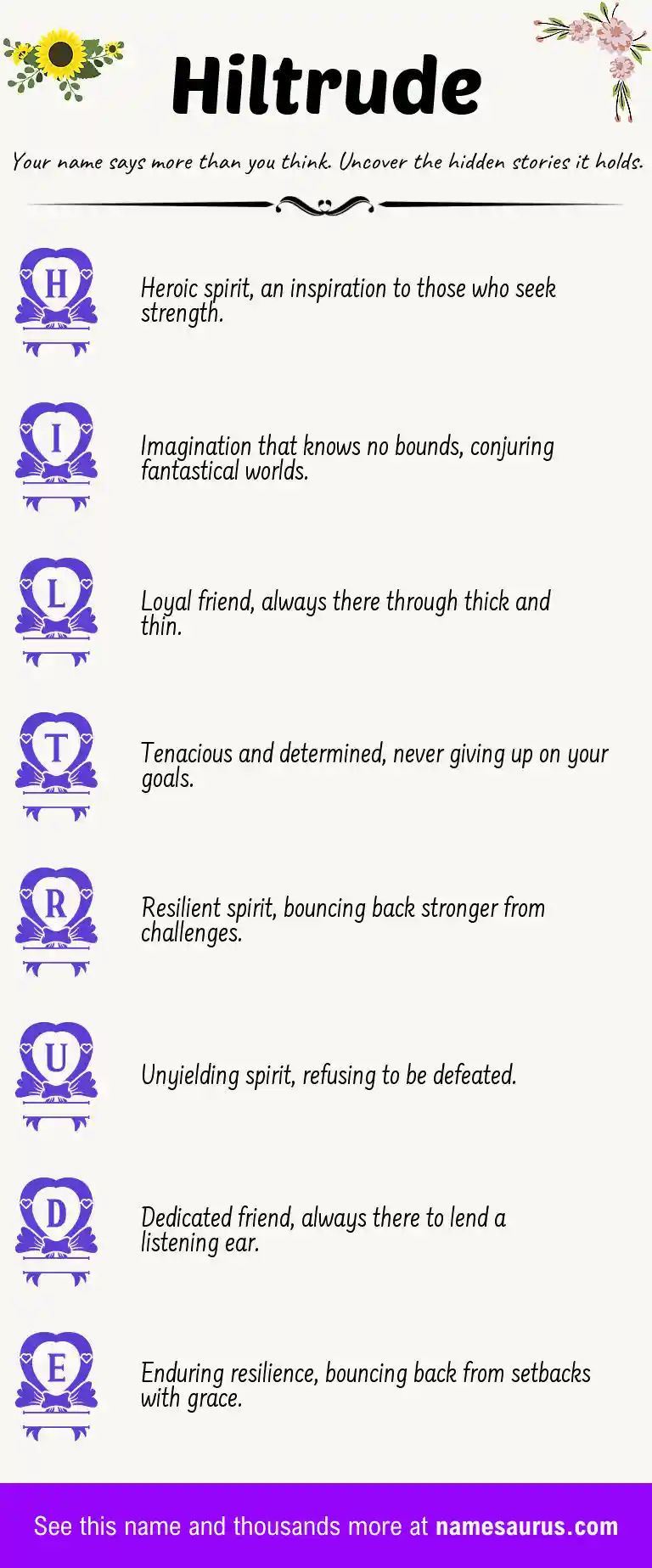 Acrostic poem about Hiltrude.