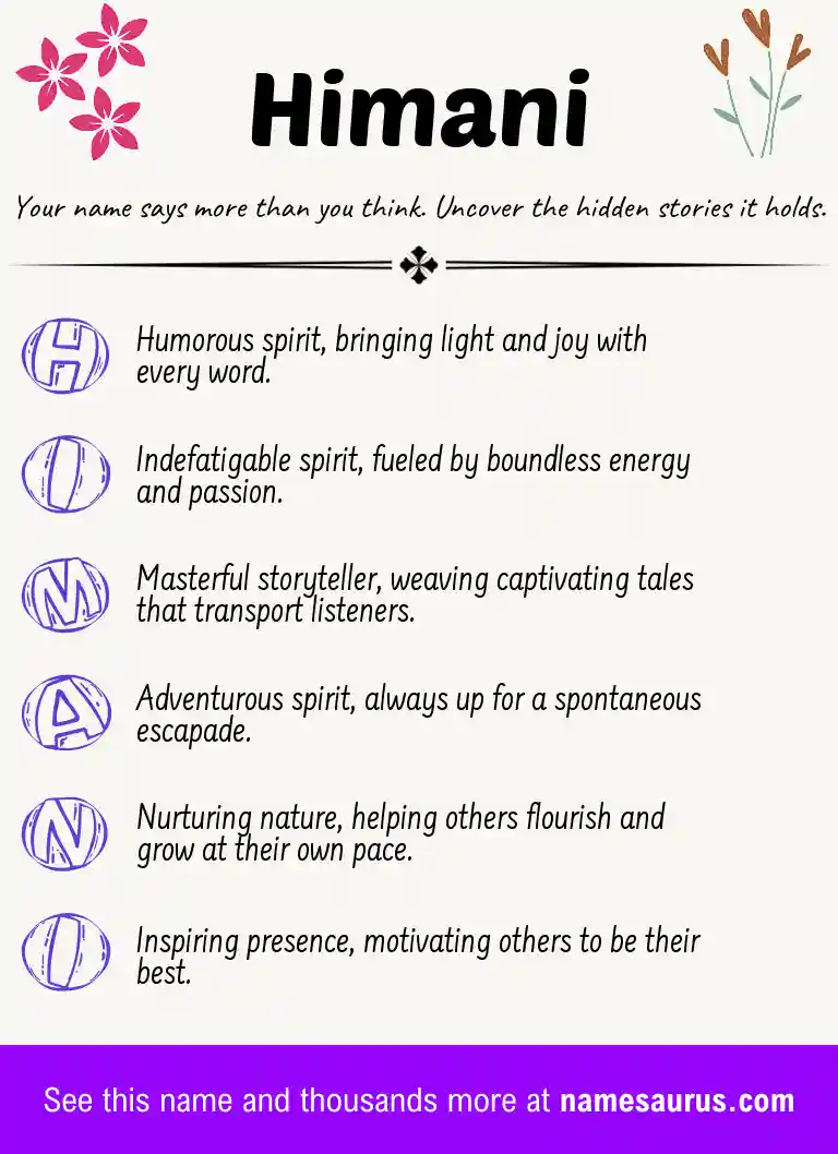 Acrostic poem about Himani.