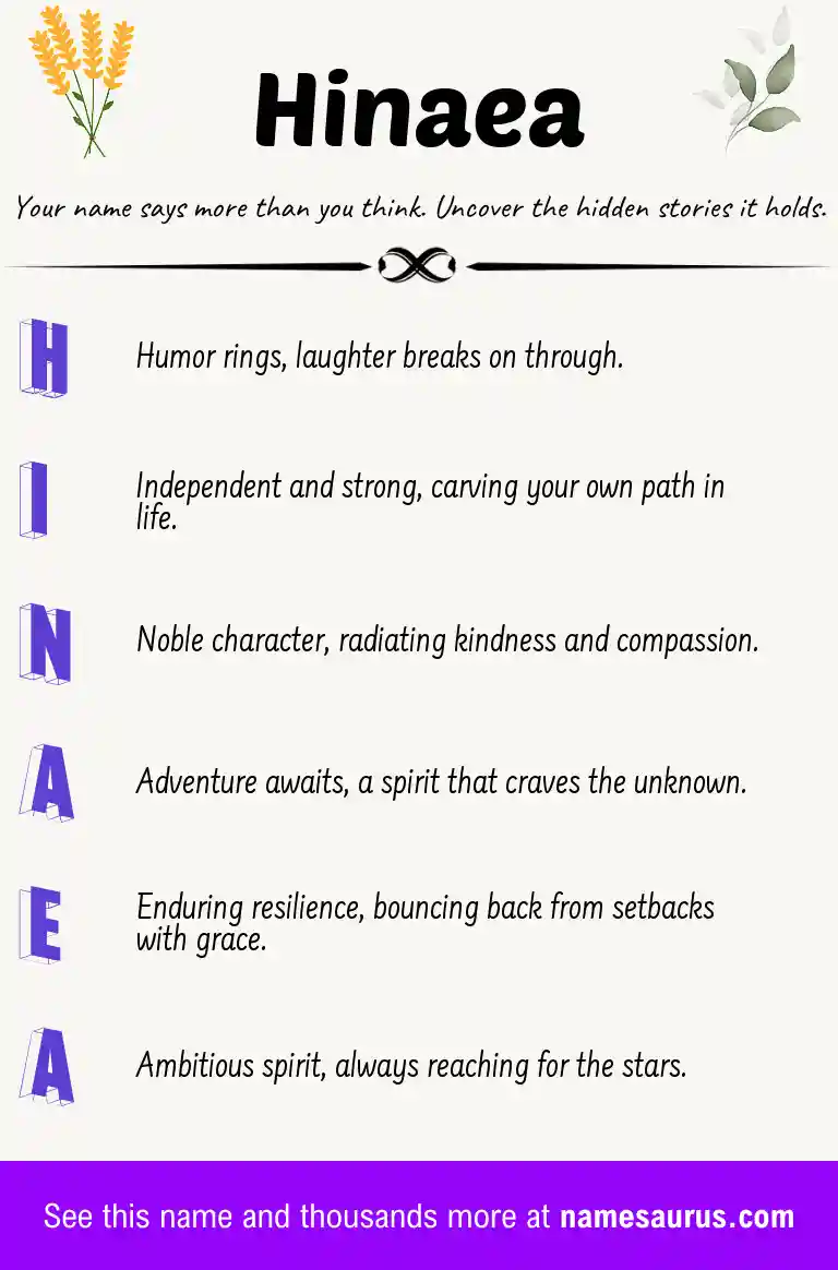Acrostic poem about Hinaea.