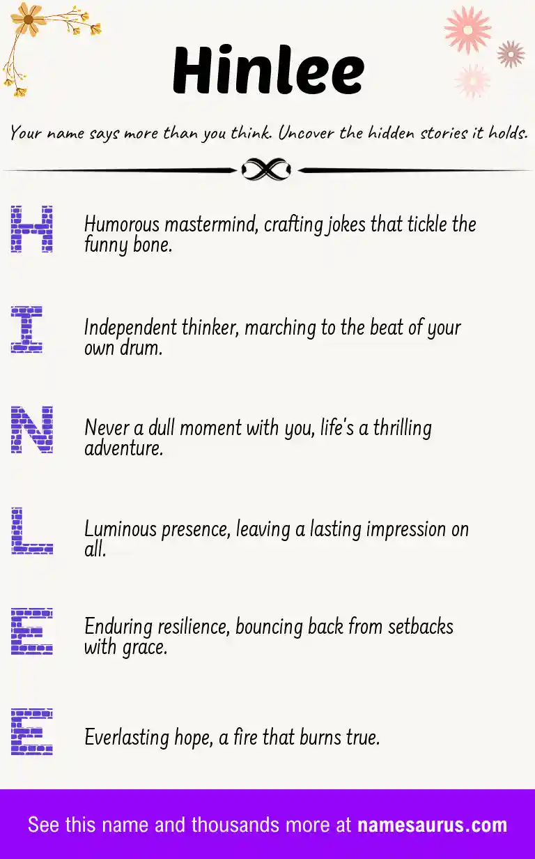 Acrostic poem about Hinlee.