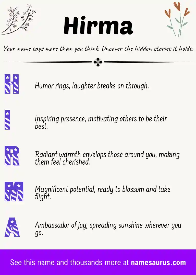 Acrostic poem about Hirma.