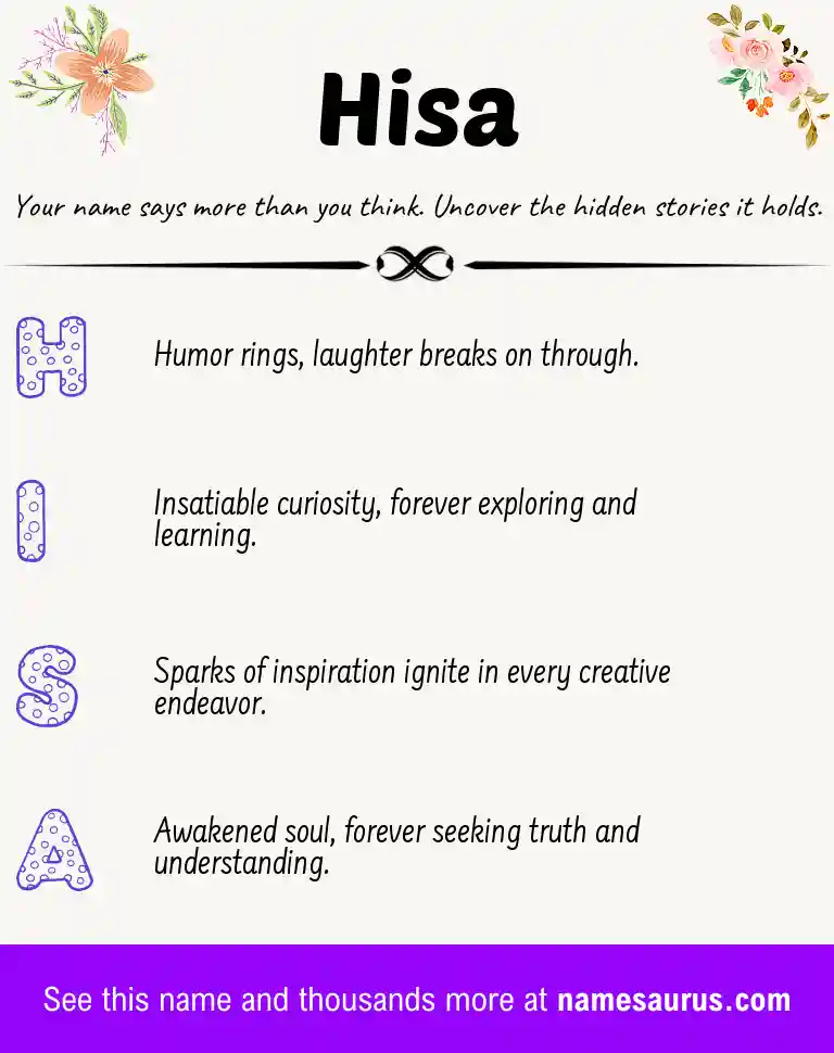 Acrostic poem about Hisa.