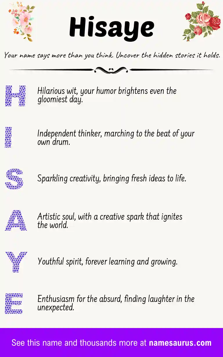 Acrostic poem about Hisaye.