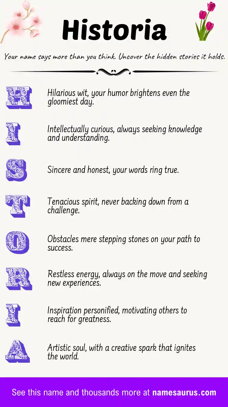 Acrostic poem about Historia.