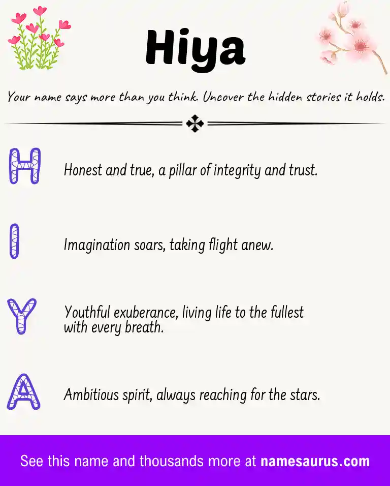 Acrostic poem about Hiya.