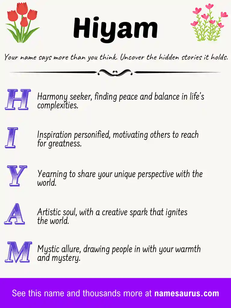 Acrostic poem about Hiyam.