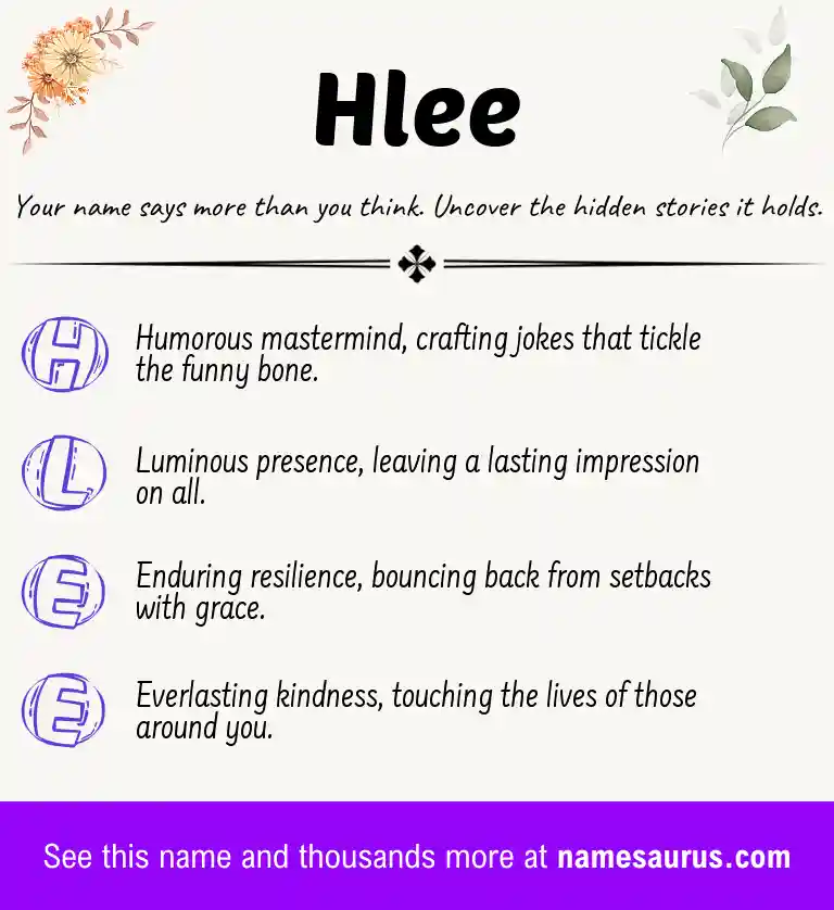 Acrostic poem about Hlee.