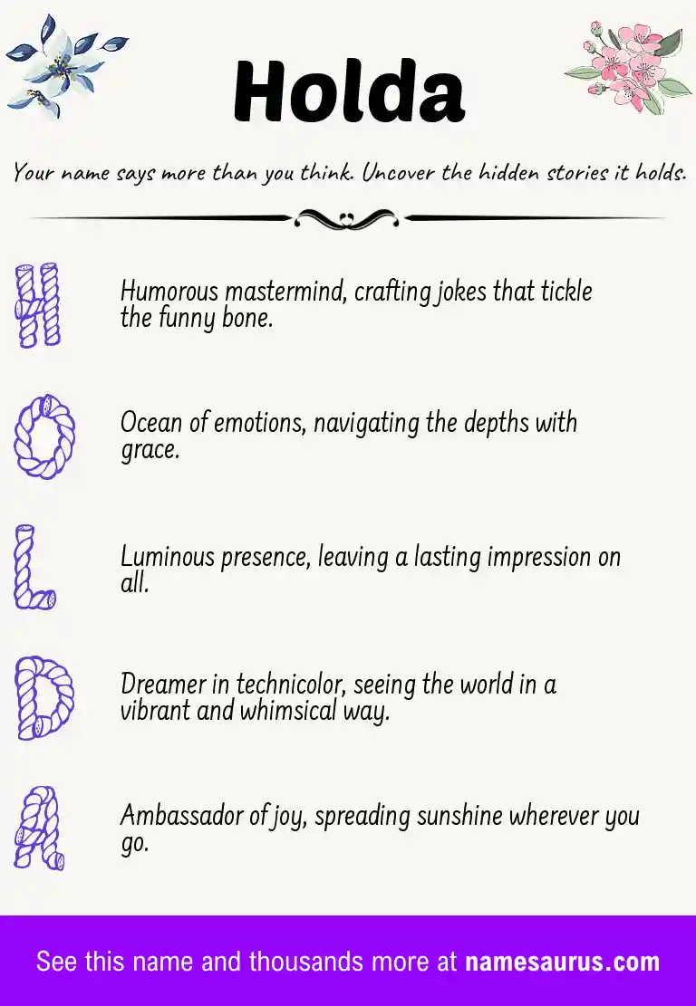 Acrostic poem about Holda.