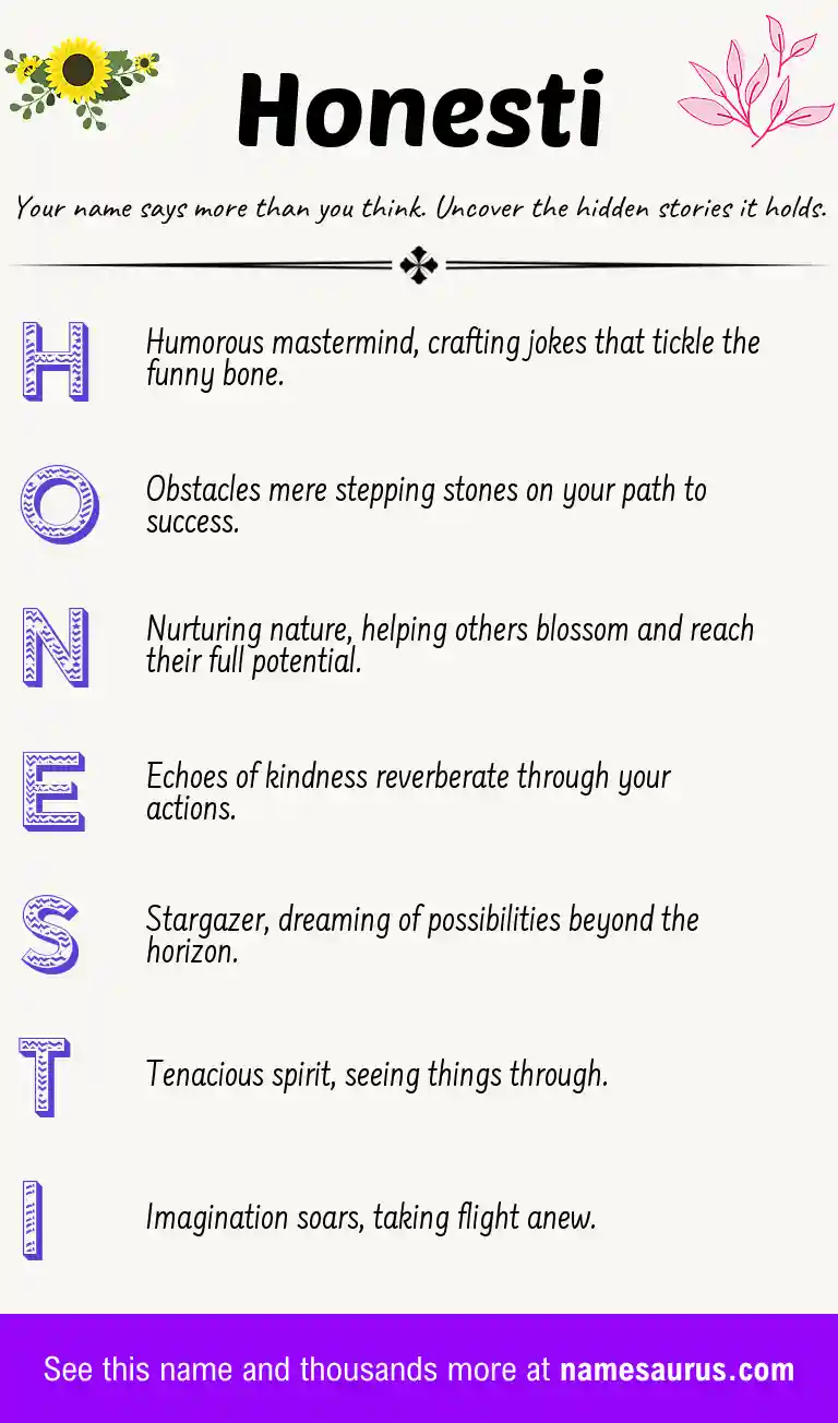 Acrostic poem about Honesti.