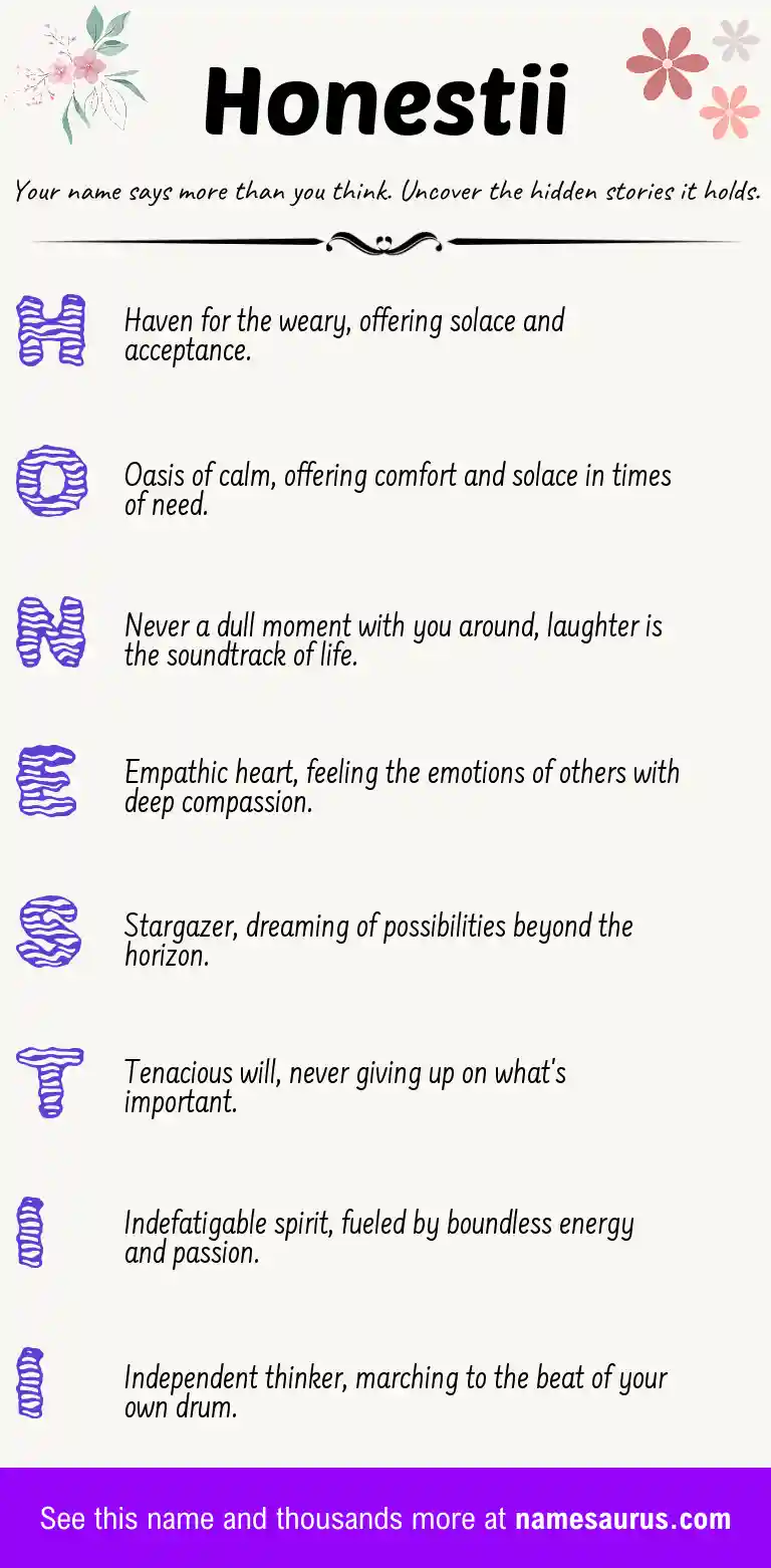 Acrostic poem about Honestii.