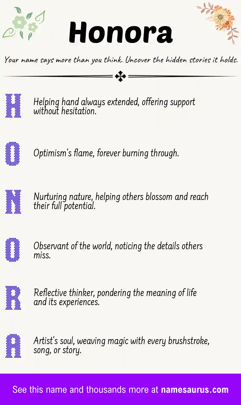 Acrostic poem about Honora.