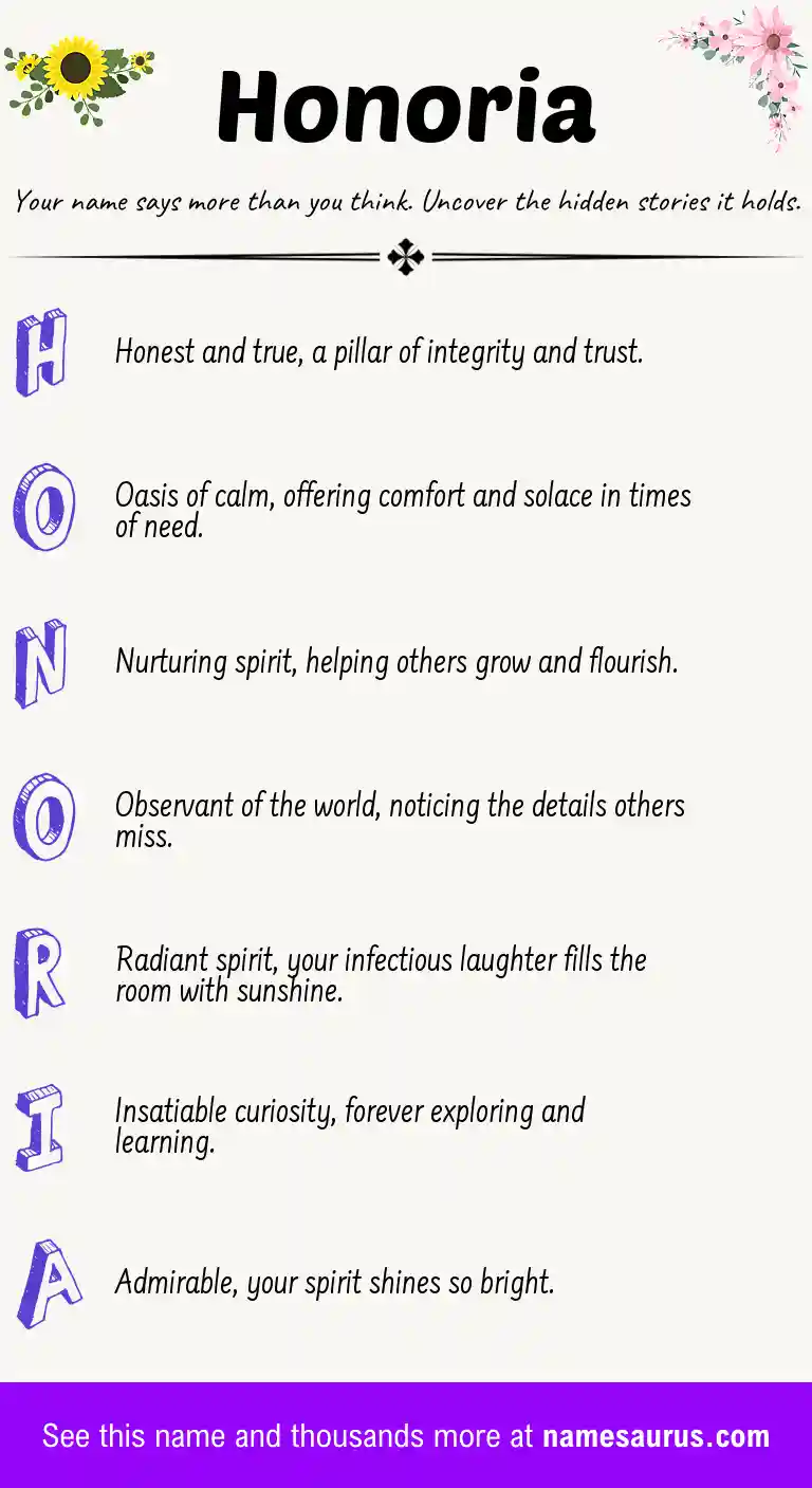 Acrostic poem about Honoria.