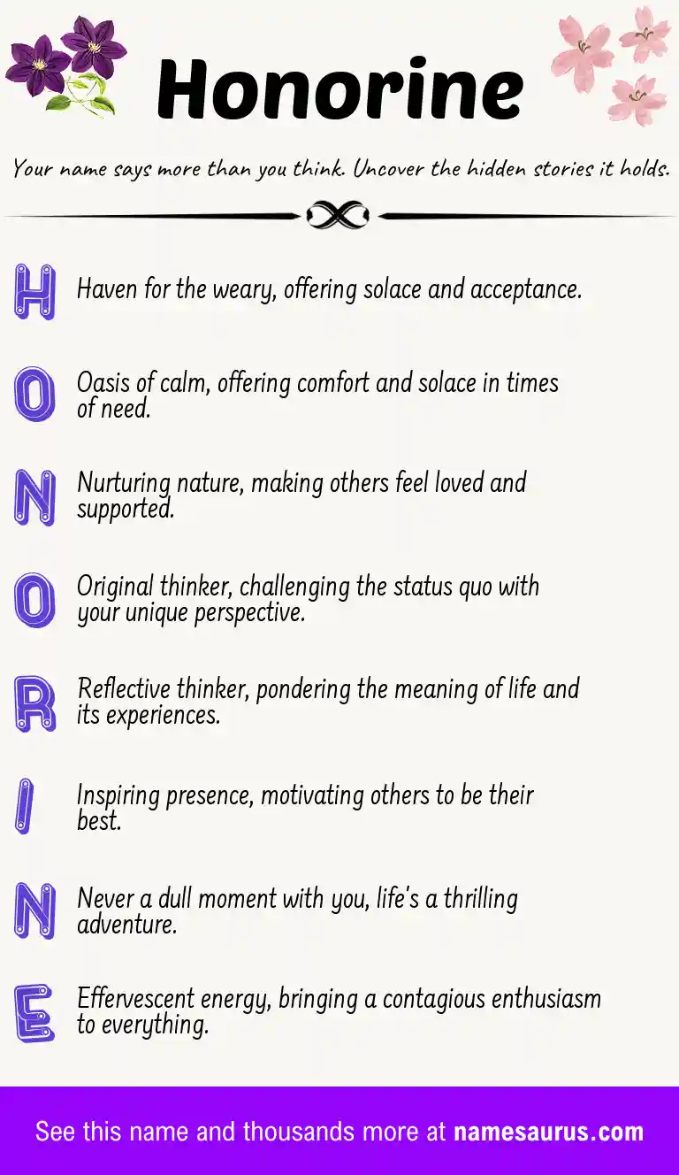 Acrostic poem about Honorine.