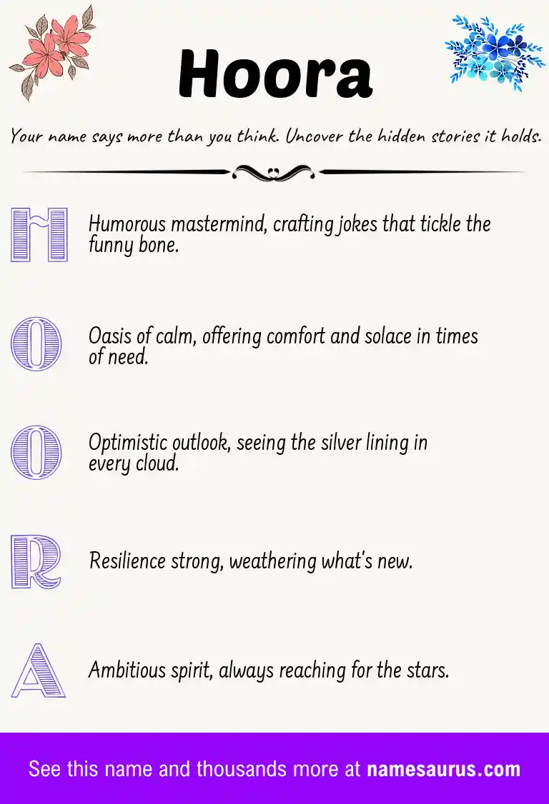 Acrostic poem about Hoora.