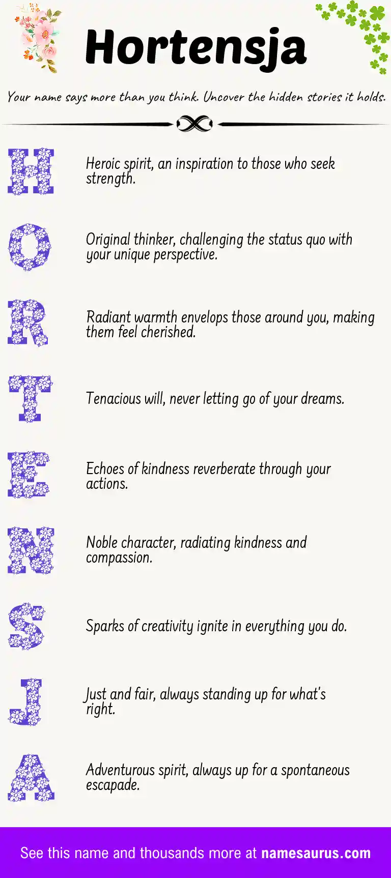 Acrostic poem about Hortensja.