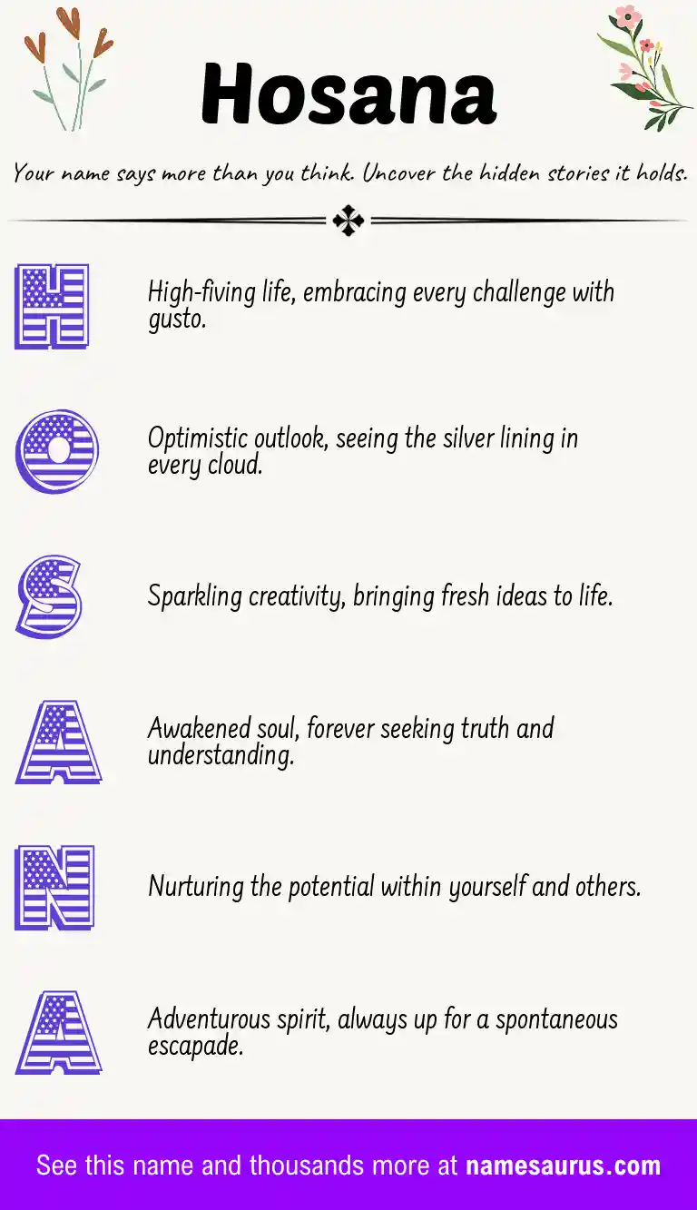 Acrostic poem about Hosana.
