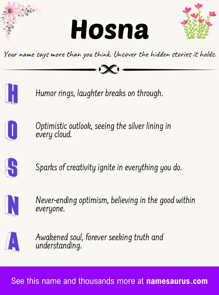 Acrostic poem about Hosna.