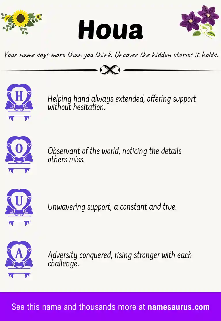 Acrostic poem about Houa.