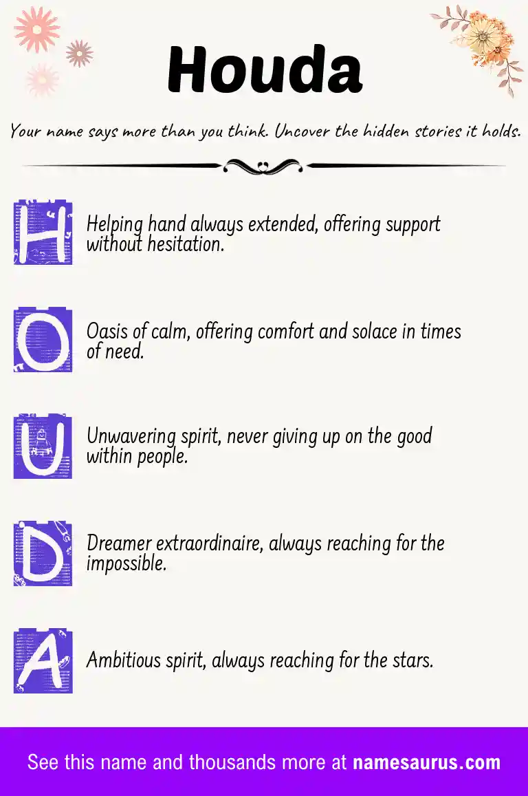 Acrostic poem about Houda.