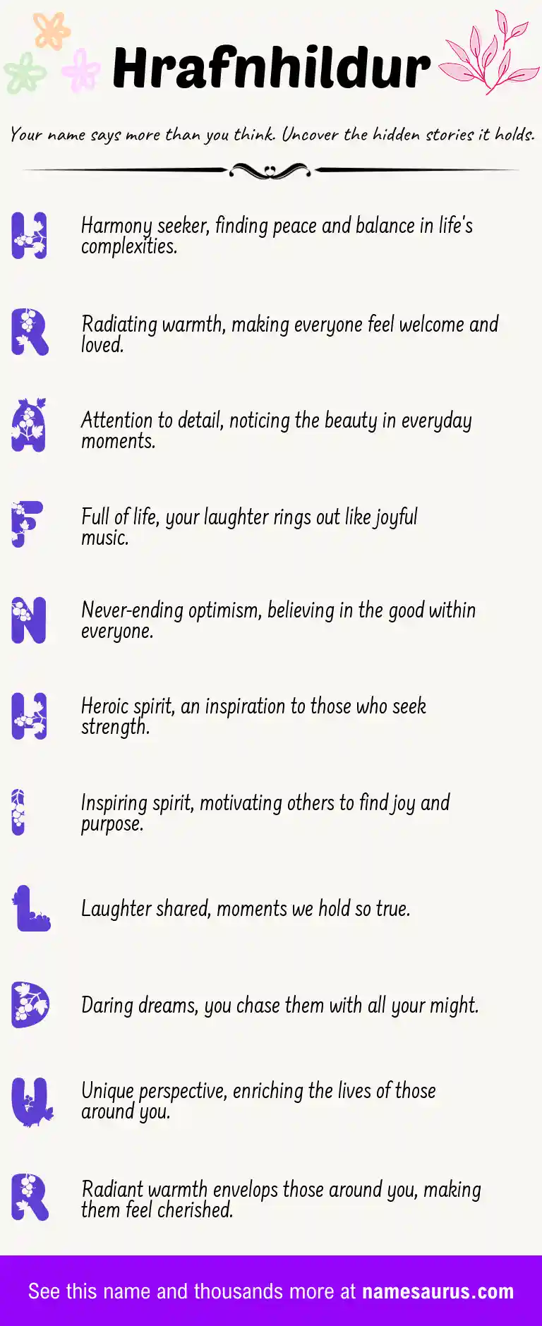 Acrostic poem about Hrafnhildur.
