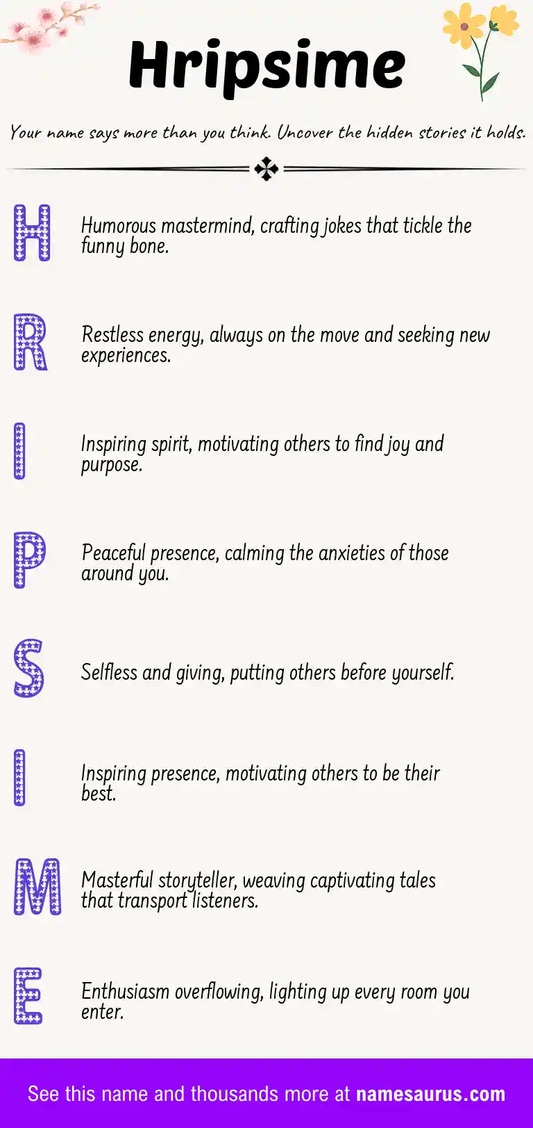 Acrostic poem about Hripsime.