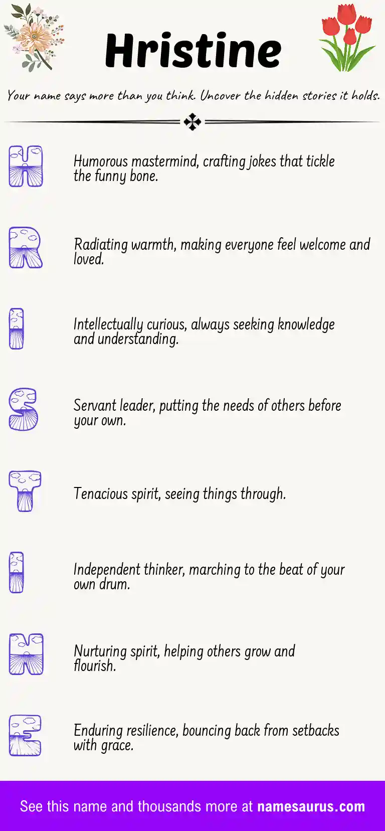 Acrostic poem about Hristine.